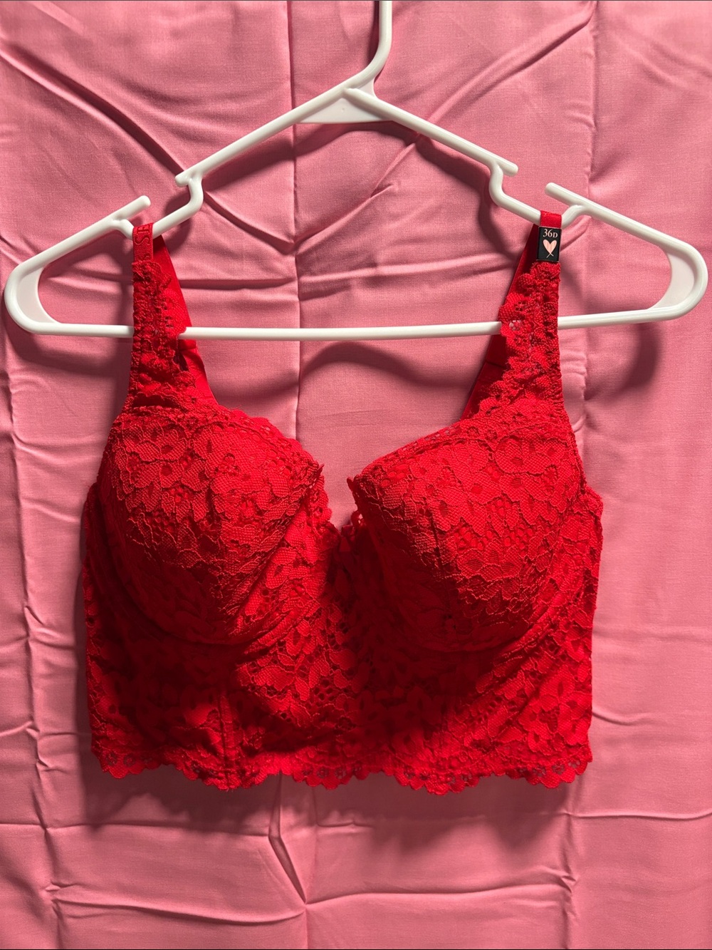 Victoria's Secret Red Lace Longline Bra